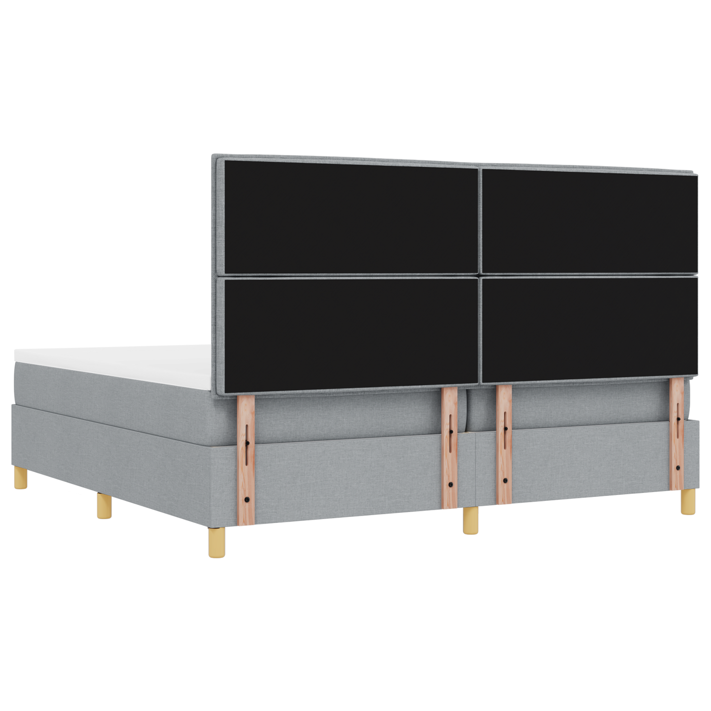 Box Spring Seng Med Madras Lysegrå 200 X 200 Cm Stof