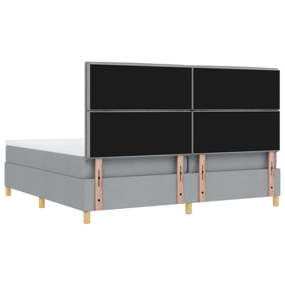 Box Spring Seng Med Madras Lysegrå 200 X 200 Cm Stof