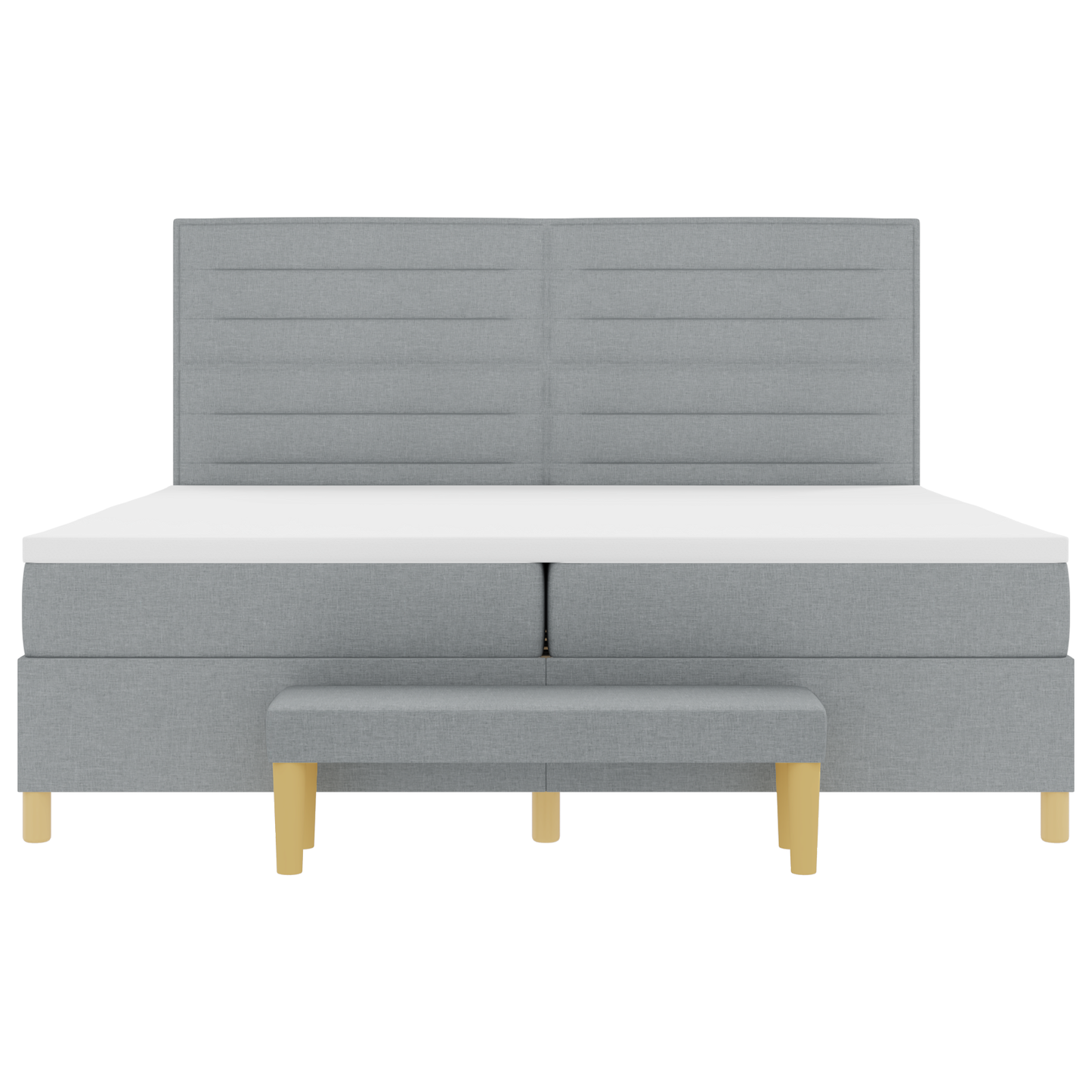 Box Spring Seng Med Madras Lysegrå 200 X 200 Cm Stof