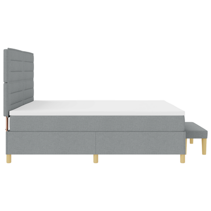Box Spring Seng Med Madras Lysegrå 200 X 200 Cm Stof