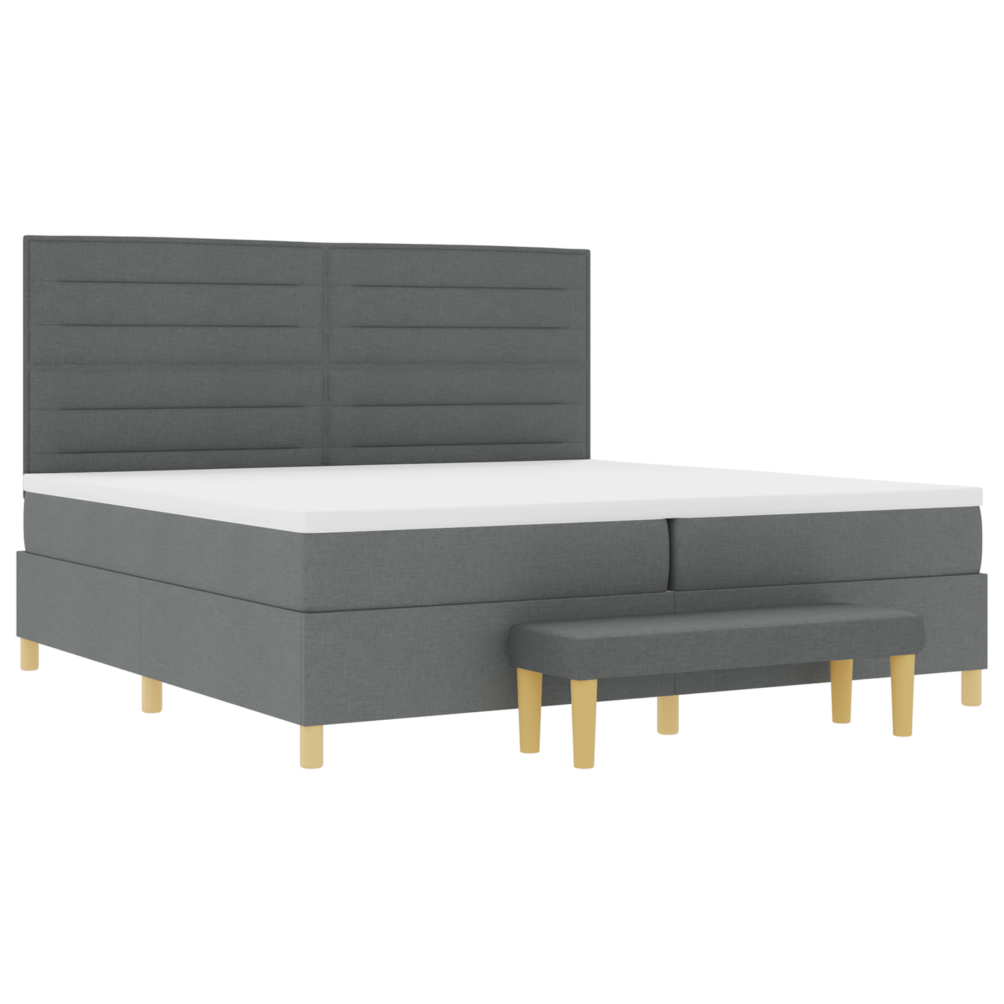Box Spring Seng Med Madras Mørkegrå 200 X 200 Cm Stof