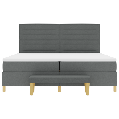 Box Spring Seng Med Madras Mørkegrå 200 X 200 Cm Stof