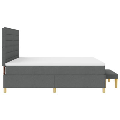 Box Spring Seng Med Madras Mørkegrå 200 X 200 Cm Stof