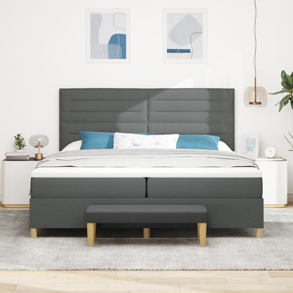 Box Spring Seng Med Madras Mørkegrå 200 X 200 Cm Stof
