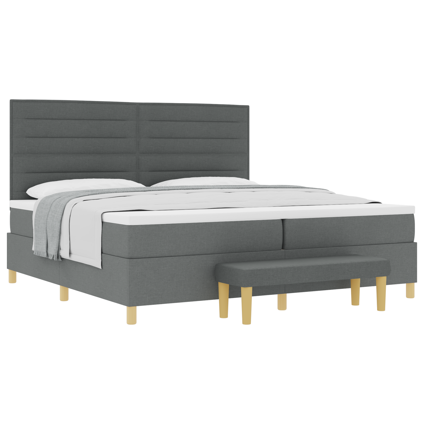 Box Spring Seng Med Madras Mørkegrå 200 X 200 Cm Stof