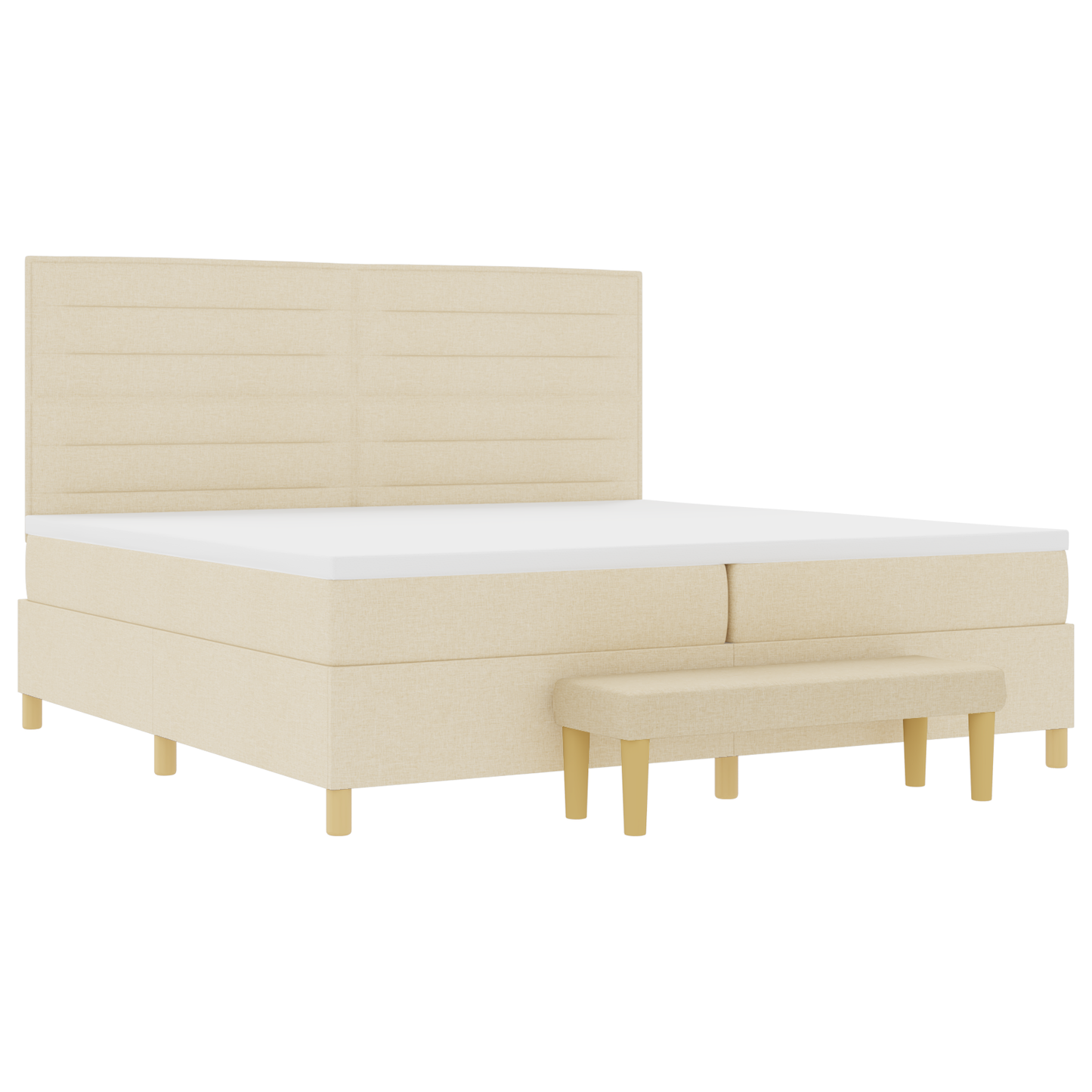 Box Spring Seng Med Madras Creme 200 X 200 Cm Stof