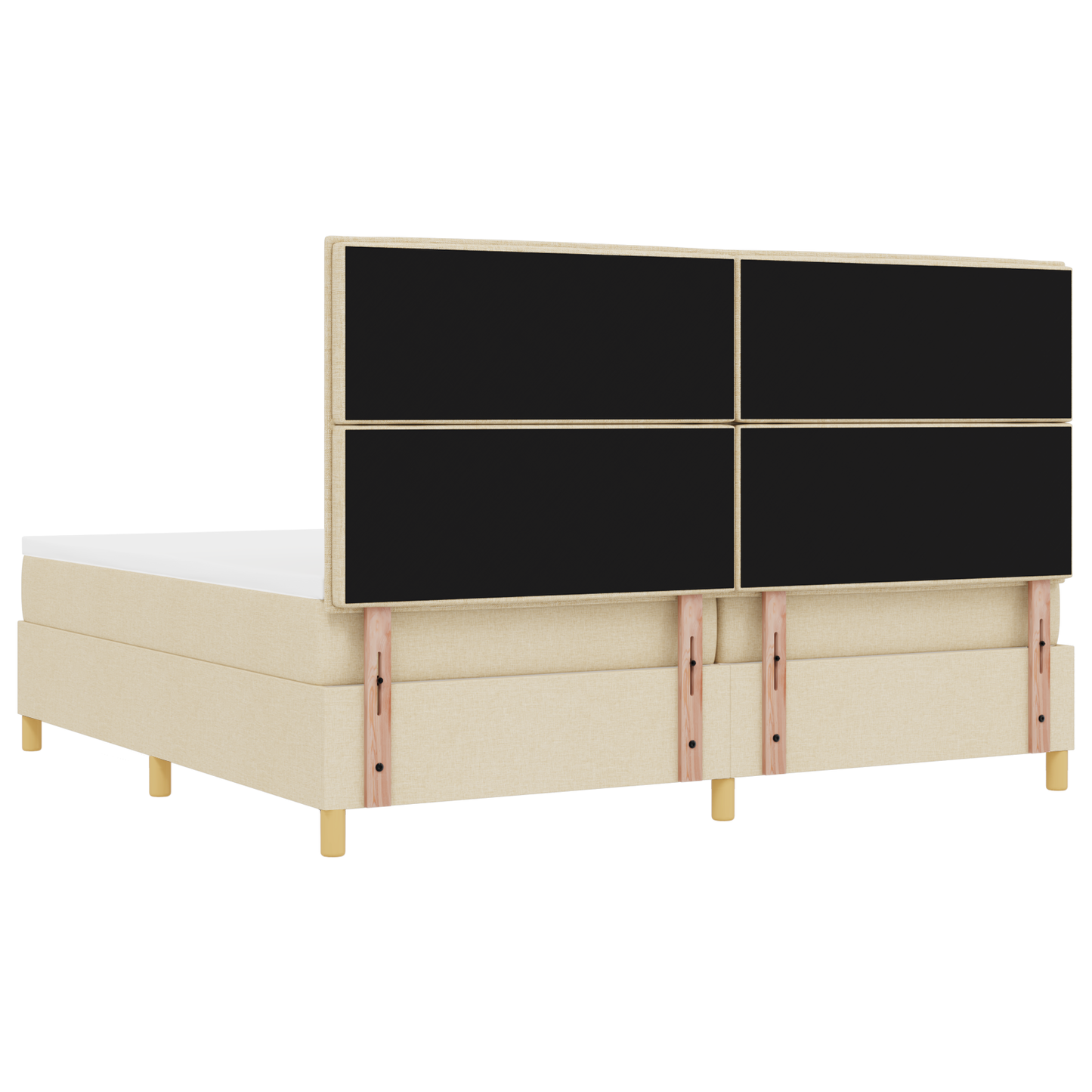 Box Spring Seng Med Madras Creme 200 X 200 Cm Stof