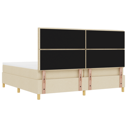 Box Spring Seng Med Madras Creme 200 X 200 Cm Stof