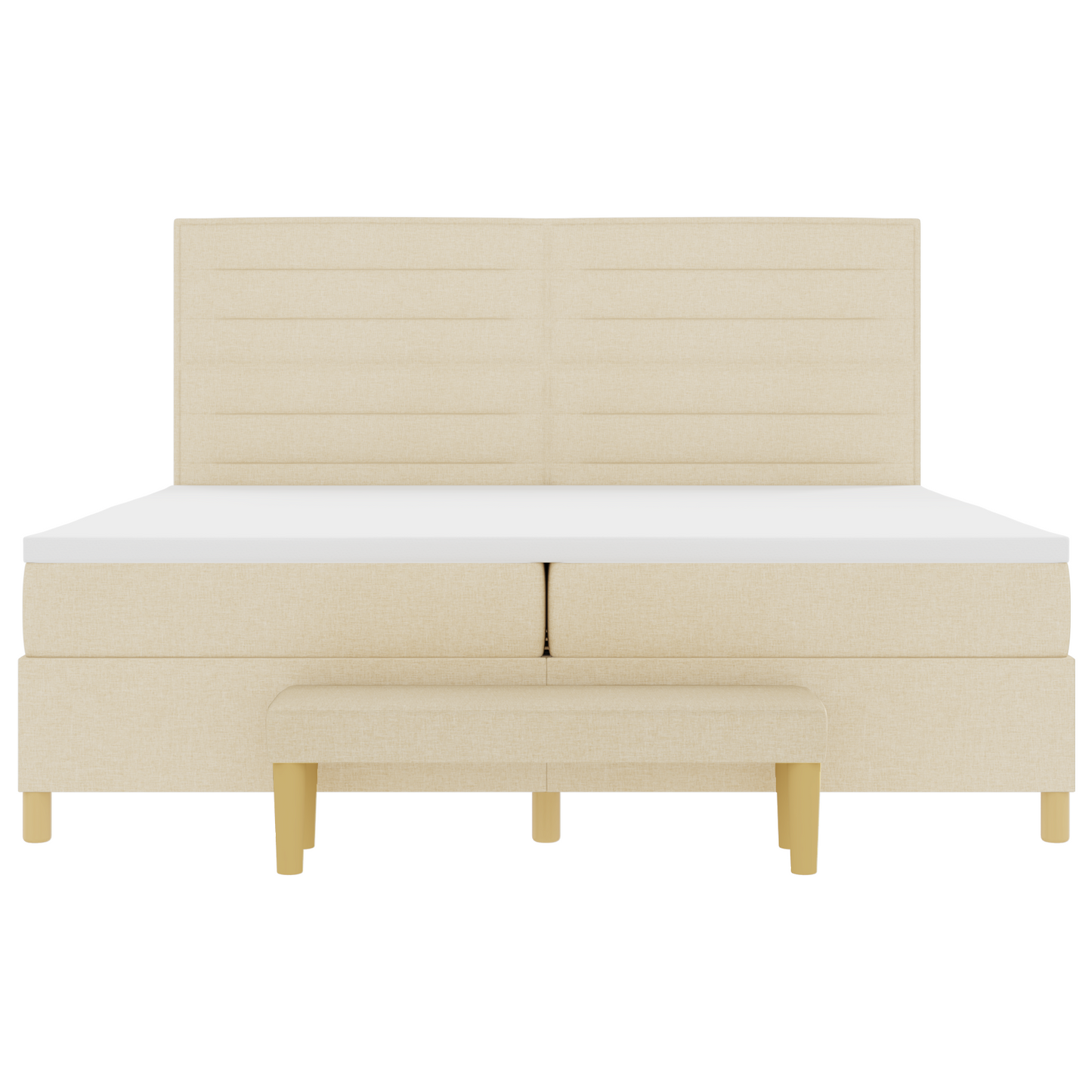 Box Spring Seng Med Madras Creme 200 X 200 Cm Stof