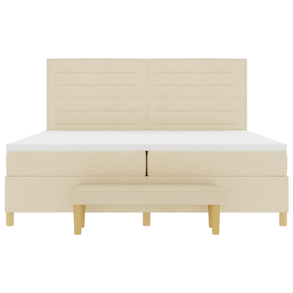 Box Spring Seng Med Madras Creme 200 X 200 Cm Stof