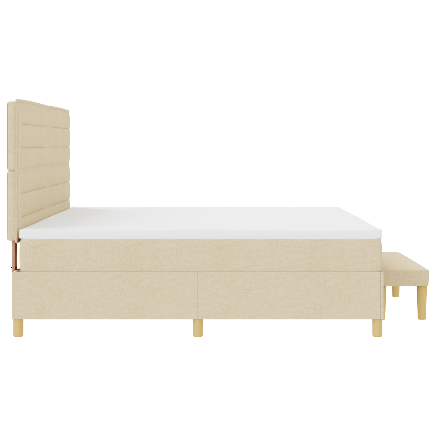 Box Spring Seng Med Madras Creme 200 X 200 Cm Stof