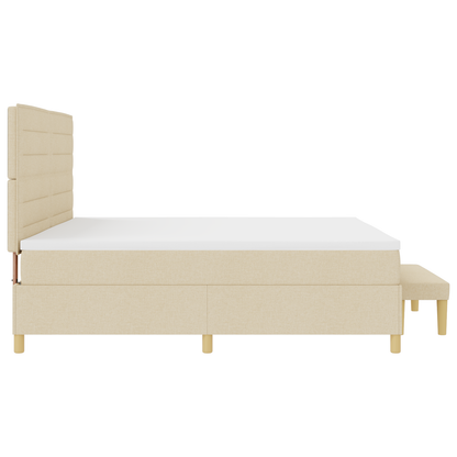 Box Spring Seng Med Madras Creme 200 X 200 Cm Stof