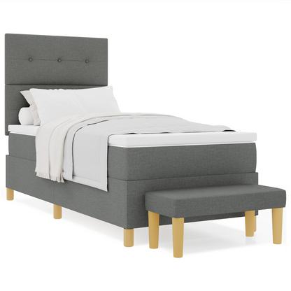 Box Spring Seng Med Madras Mørkegrå 90 X 200 Cm Stof