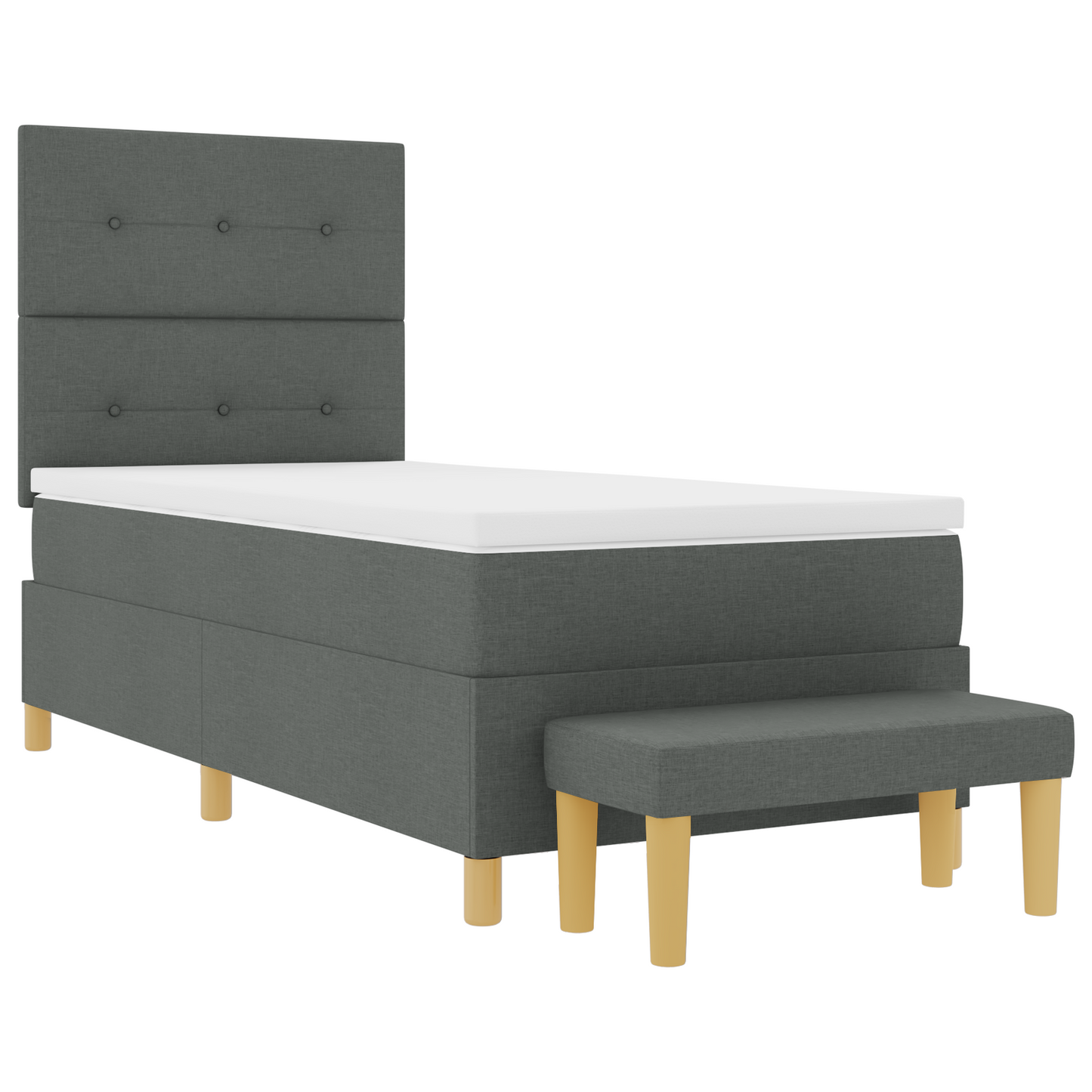 Box Spring Seng Med Madras Mørkegrå 90 X 200 Cm Stof