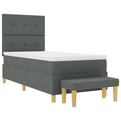 Box Spring Seng Med Madras Mørkegrå 90 X 200 Cm Stof