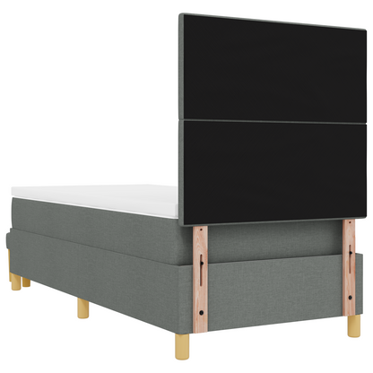 Box Spring Seng Med Madras Mørkegrå 90 X 200 Cm Stof
