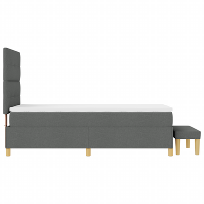 Box Spring Seng Med Madras Mørkegrå 90 X 200 Cm Stof