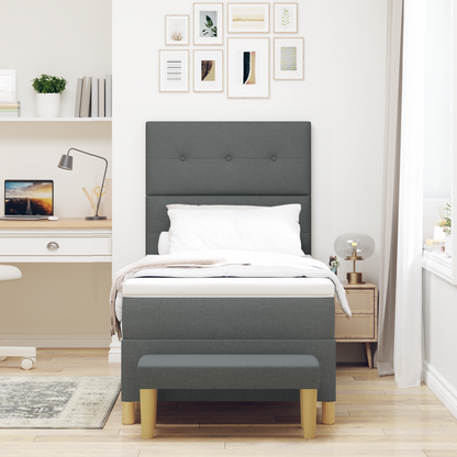 Box Spring Seng Med Madras Mørkegrå 90 X 200 Cm Stof