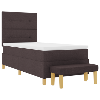 Box Spring Seng Med Madras Mørkebrun 90 X 200 Cm Stof