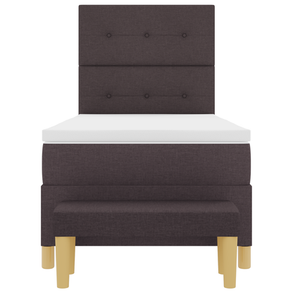 Box Spring Seng Med Madras Mørkebrun 90 X 200 Cm Stof