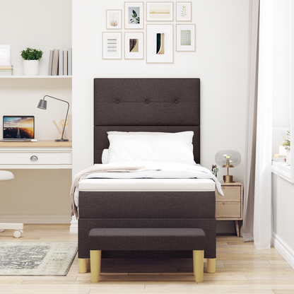Box Spring Seng Med Madras Mørkebrun 90 X 200 Cm Stof