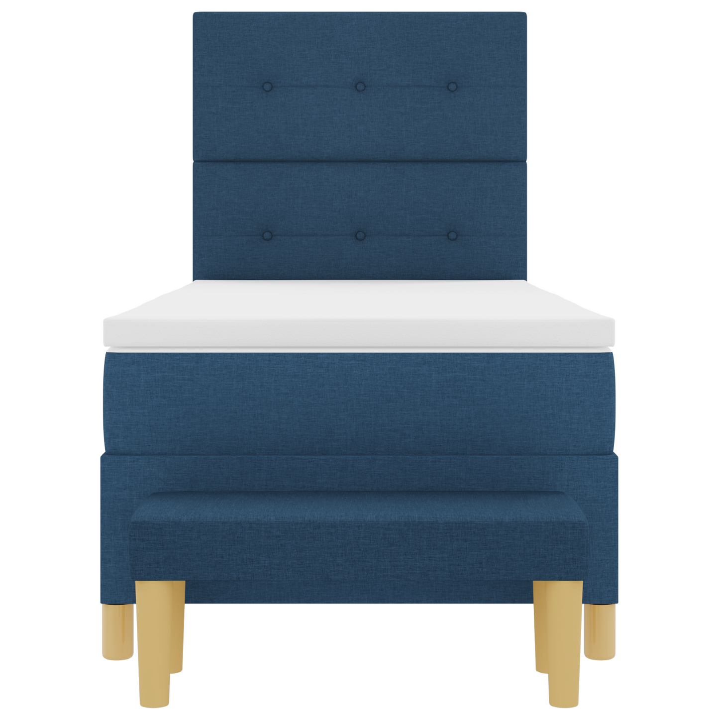 Box Spring Seng Med Madras Med Hovedgærde Blå 90 X 200 Cm Stof