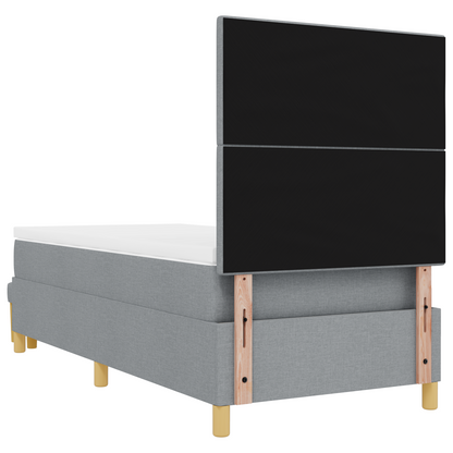 Box Spring Seng Med Madras Lysegrå 100 X 200 Cm Stof