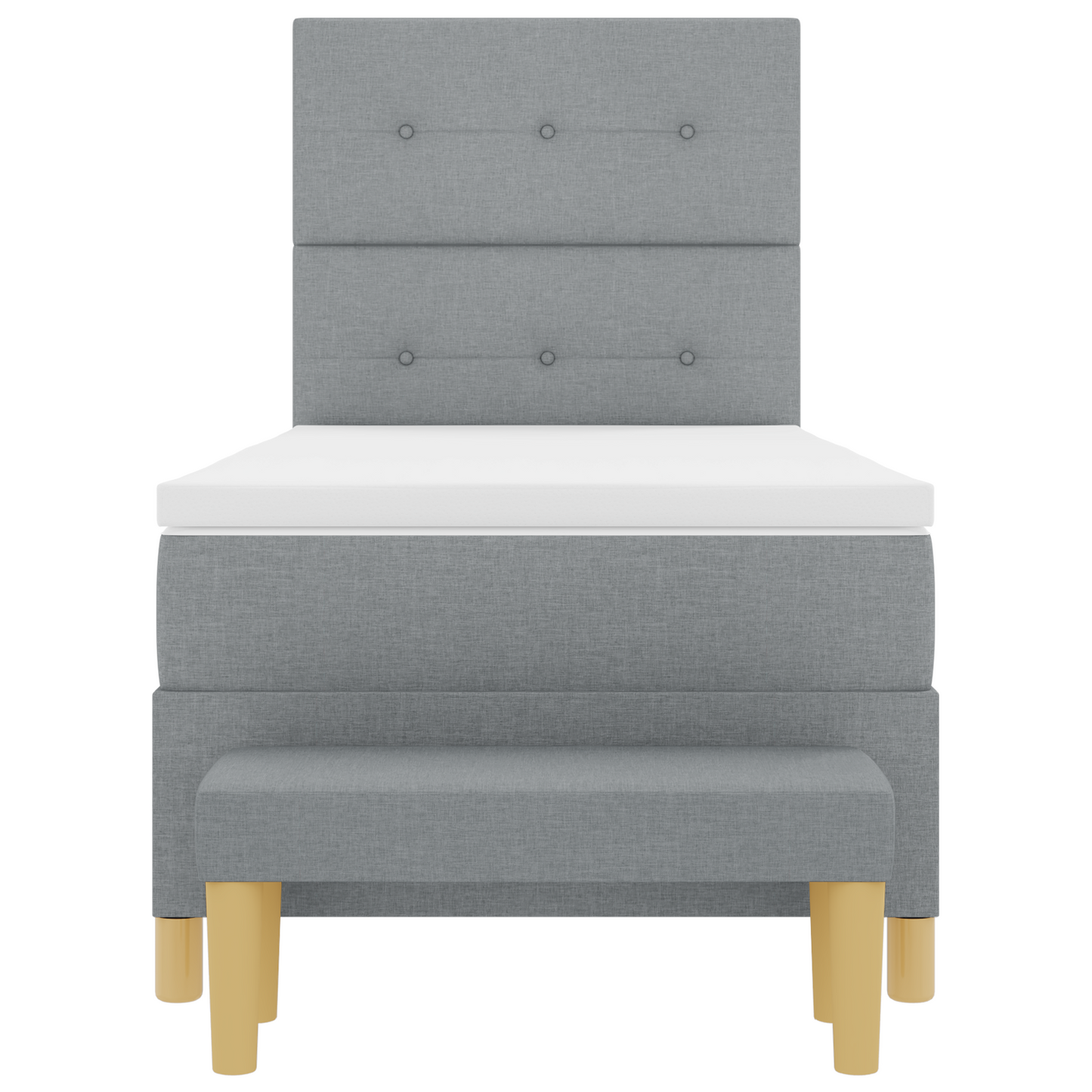 Box Spring Seng Med Madras Lysegrå 100 X 200 Cm Stof