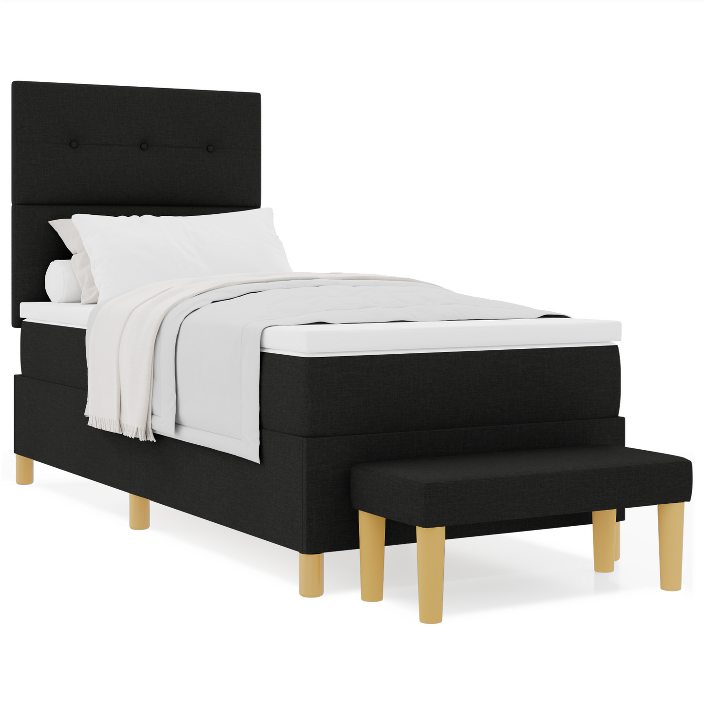Box Spring Seng Med Madras Sort 100 X 200 Cm Stof