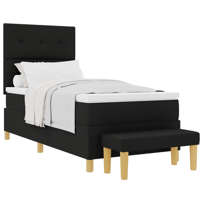 Box Spring Seng Med Madras Sort 100 X 200 Cm Stof