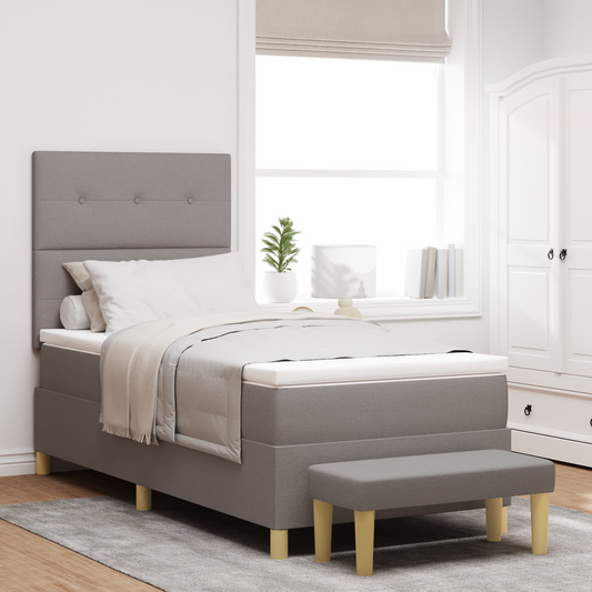 Box Spring Seng Med Madras Gråbrun 100 X 200 Cm Stof