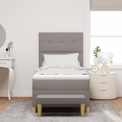 Box Spring Seng Med Madras Gråbrun 100 X 200 Cm Stof