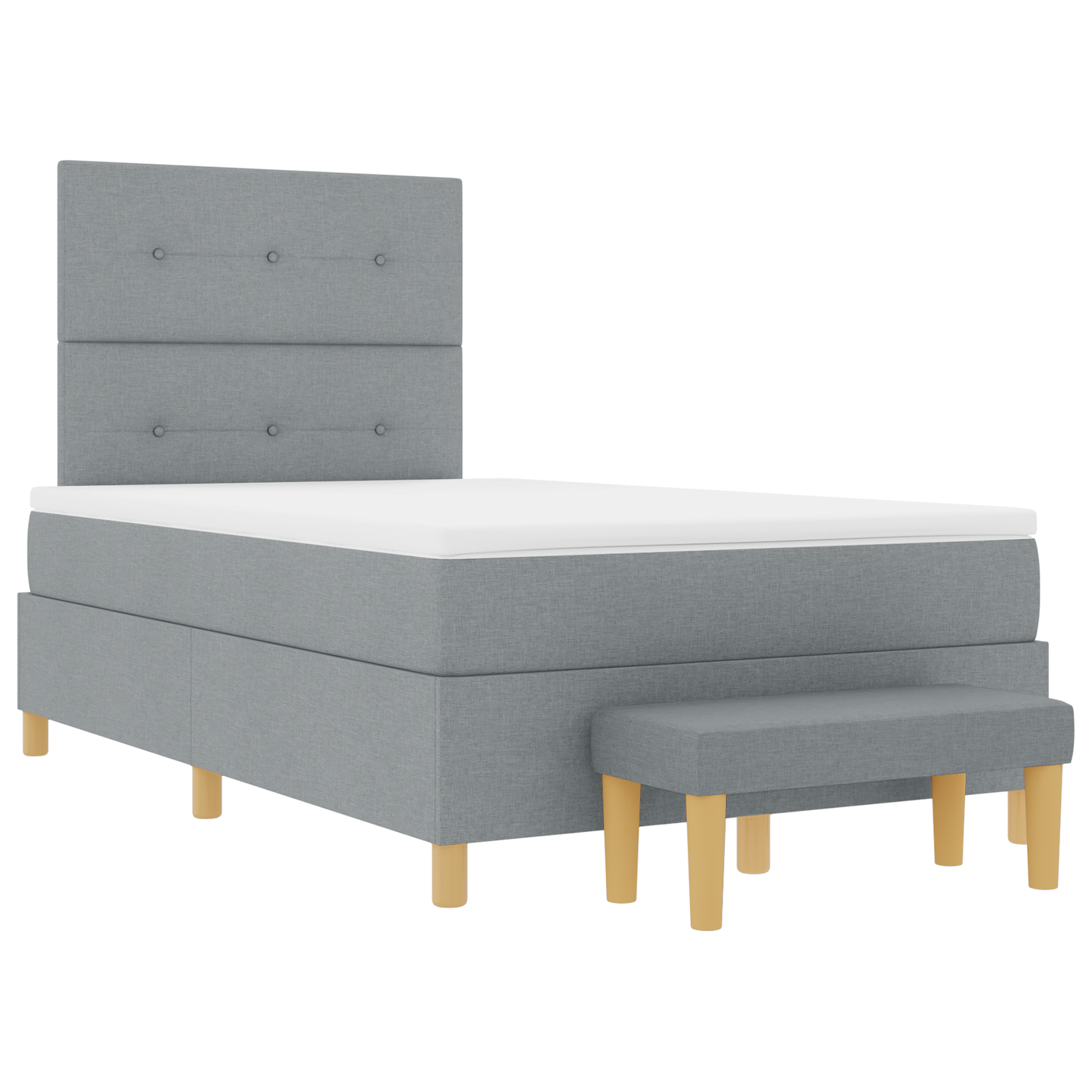 Box Spring Seng Med Madras Lysegrå 120 X 200 Cm Stof