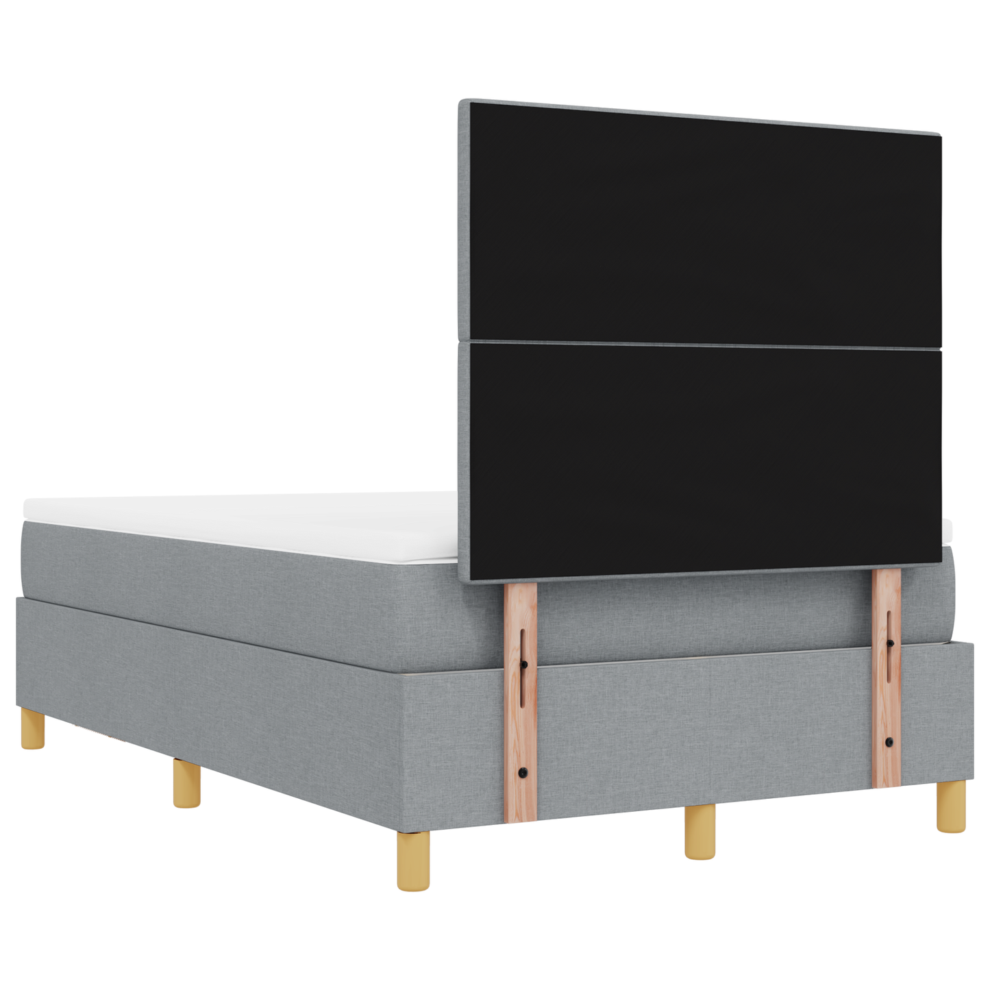 Box Spring Seng Med Madras Lysegrå 120 X 200 Cm Stof