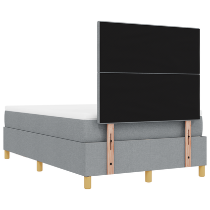 Box Spring Seng Med Madras Lysegrå 120 X 200 Cm Stof
