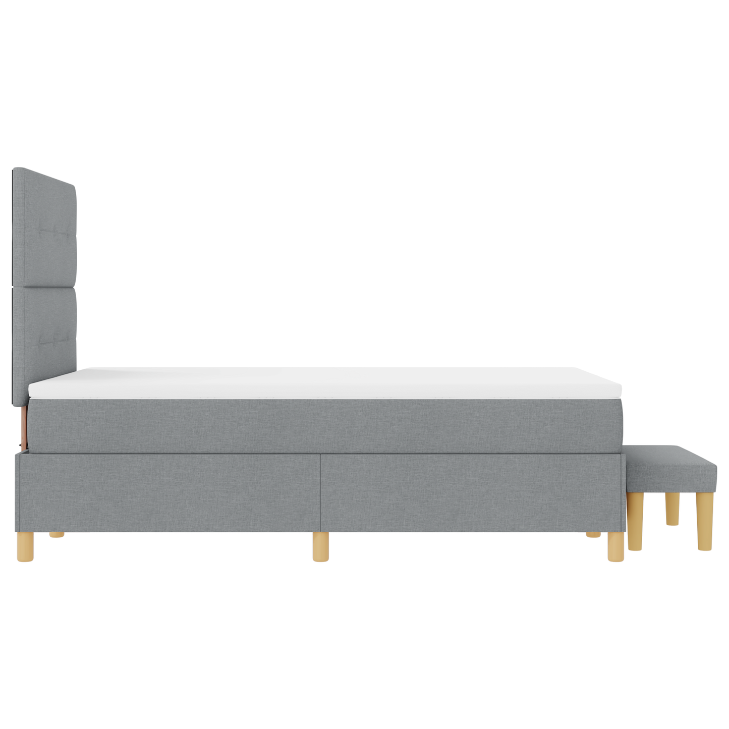 Box Spring Seng Med Madras Lysegrå 120 X 200 Cm Stof