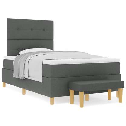 Box Spring Seng Med Madras Mørkegrå 120 X 200 Cm Stof