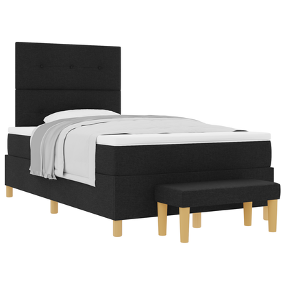 Box Spring Seng Med Madras Sort 120 X 200 Cm Stof