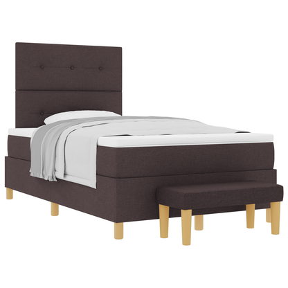 Box Spring Seng Med Madras Mørkebrun 120 X 200 Cm Stof