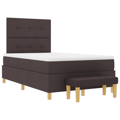 Box Spring Seng Med Madras Mørkebrun 120 X 200 Cm Stof