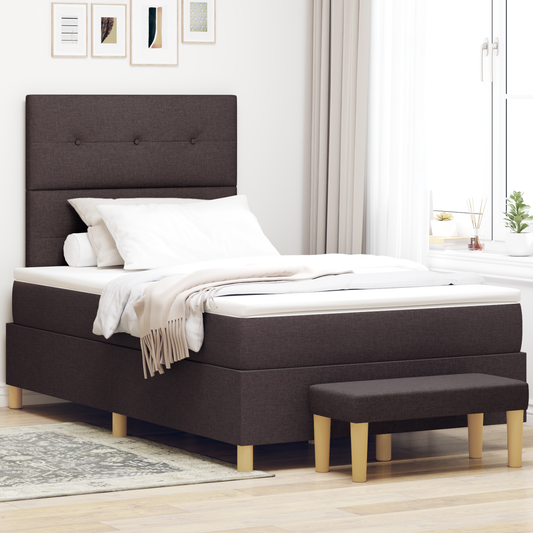Box Spring Seng Med Madras Mørkebrun 120 X 200 Cm Stof