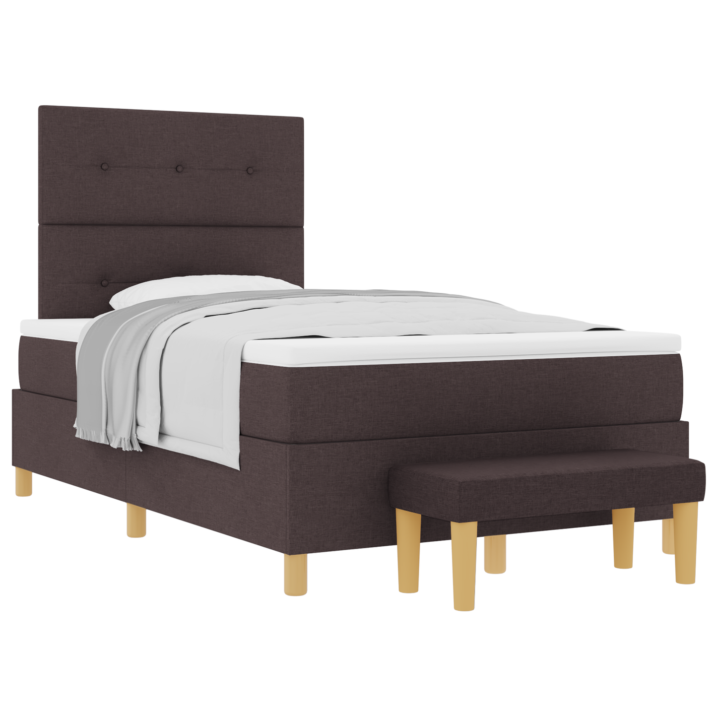 Box Spring Seng Med Madras Mørkebrun 120 X 200 Cm Stof