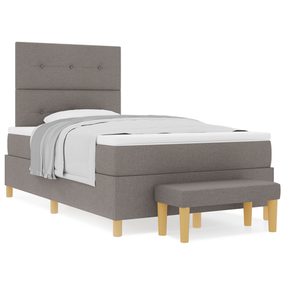 Box Spring Seng Med Madras Gråbrun 120 X 200 Cm Stof