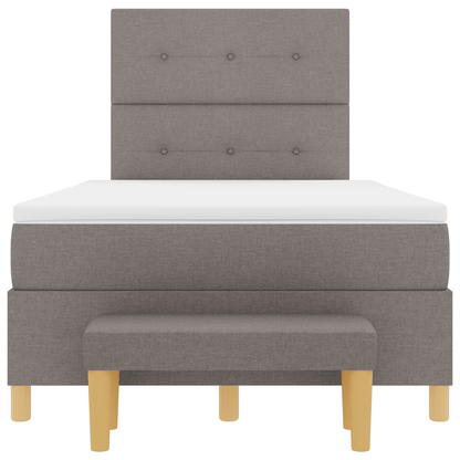 Box Spring Seng Med Madras Gråbrun 120 X 200 Cm Stof