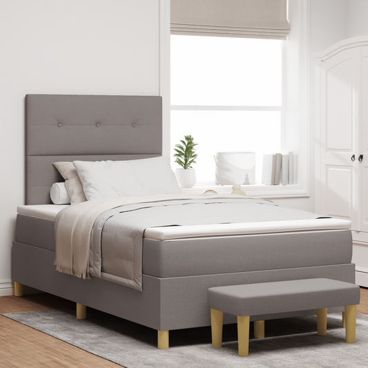 Box Spring Seng Med Madras Gråbrun 120 X 200 Cm Stof