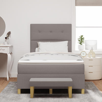 Box Spring Seng Med Madras Gråbrun 120 X 200 Cm Stof