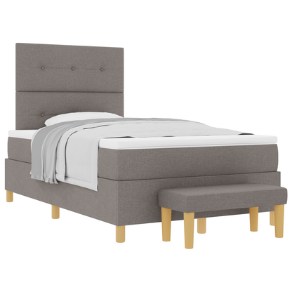 Box Spring Seng Med Madras Gråbrun 120 X 200 Cm Stof