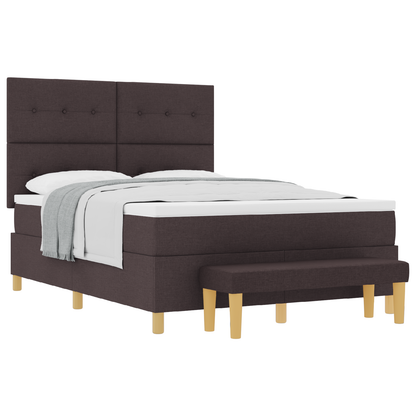 Box Spring Seng Med Madras Mørkebrun 140 X 190 Cm Stof