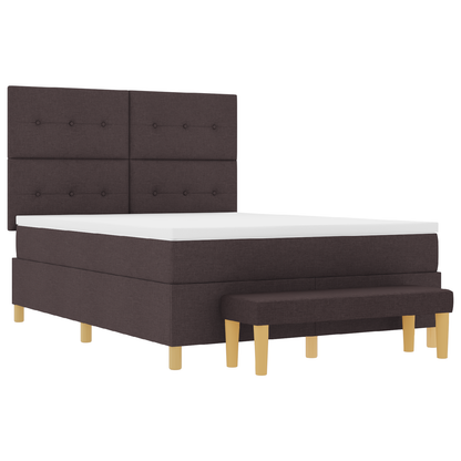 Box Spring Seng Med Madras Mørkebrun 140 X 200 Cm Stof