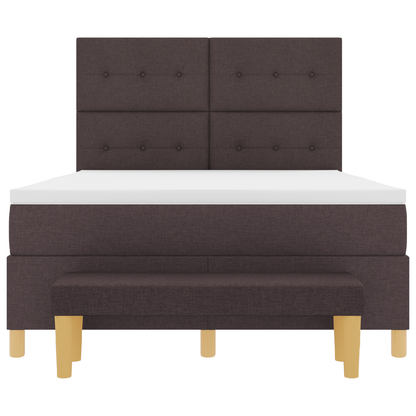 Box Spring Seng Med Madras Mørkebrun 140 X 200 Cm Stof
